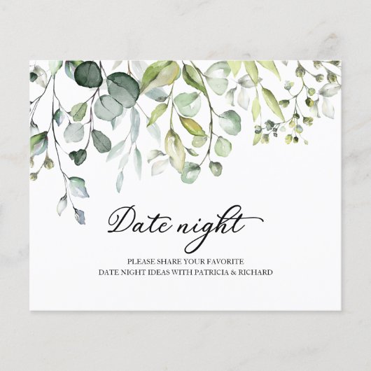 Niedliches Grünes Brautparty Datum Night Jar Cards (Vorderseite)