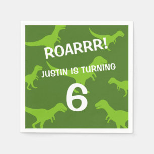 Niedliches grünes Dinosaurier-Thema Geburtstagspar Serviette