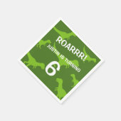 Niedliches grünes Dinosaurier-Thema Geburtstagspar Serviette (Ecke)