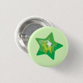 Niedliches grünes Einhorn und grüner Star Button (Vorne & Hinten)