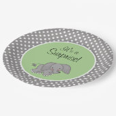 Niedliches grünes Elefant-Geschlechts-neutrale Pappteller (Schrägansicht)