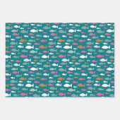 Niedliches grünes Fischmuster Geschenkpapier Set (Vorderseite 2)