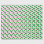 Niedliches grünes Froschmuster Rosa Geschenkpapier (Flach)