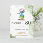 Niedliches grünes Happy Großmutter Einzigartiges G Einladung (Stehend Vorderseite)