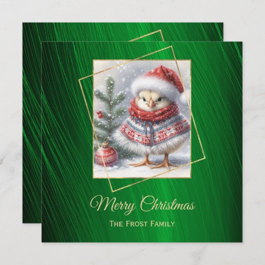 Niedliches grünes Huhn Poncho Flat Weihnachten (Vorne/Hinten)