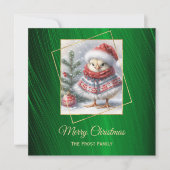 Niedliches grünes Huhn Poncho Flat Weihnachten (Vorderseite)