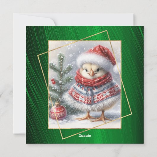 Niedliches grünes Huhn Poncho Flat Weihnachten (Rückseite)