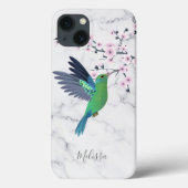 Niedliches Grünes Hummingbird Cherry Blossom Monog Case-Mate iPhone Hülle (Rückseite)
