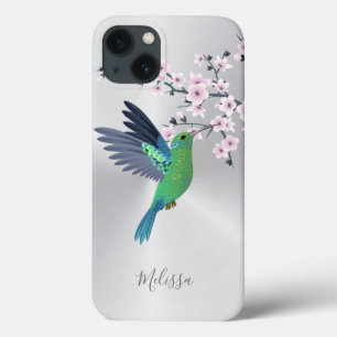 Niedliches Grünes Hummingbird Cherry Blossom Monog Case-Mate iPhone Hülle