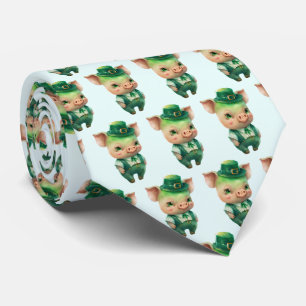 Niedliches grünes Irisches Schwein in Extravagante Krawatte