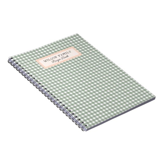Niedliches Grünes Kariertes Personalisiertes Famil Notizblock (Rechte Seite)