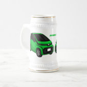 Niedliches grünes Kleinwagen Bierglas (Vorderseite Links)