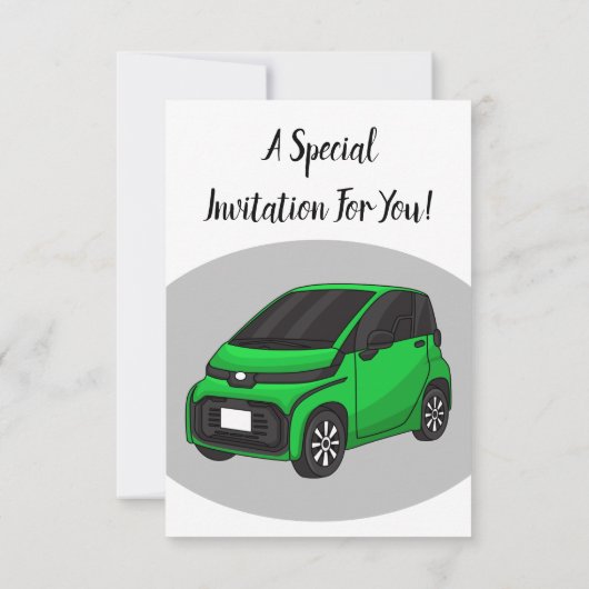 Niedliches grünes Kleinwagen Einladung (Rückseite)