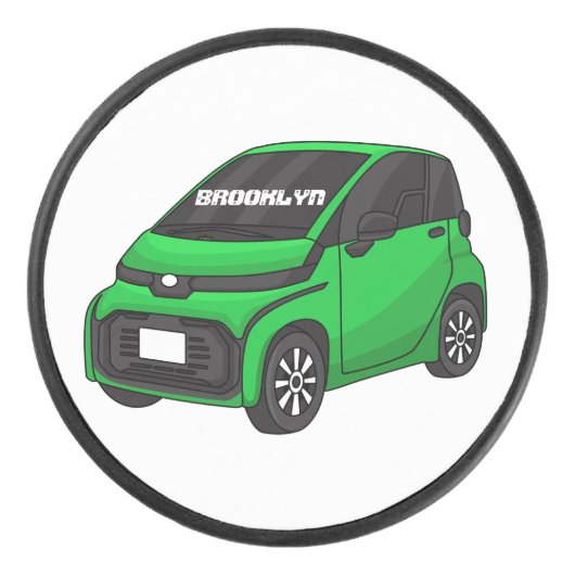 Niedliches grünes Kleinwagen Eishockey Puck (Vorderseite)