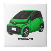 Niedliches grünes Kleinwagen Fliese (Vorderseite)