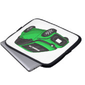 Niedliches grünes Kleinwagen Laptopschutzhülle (Vorne Knopf)