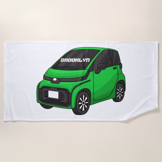 Niedliches grünes Kleinwagen Strandtuch (Vorderseite)