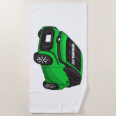 Niedliches grünes Kleinwagen Strandtuch (Vorderseite)