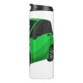 Niedliches grünes Kleinwagen Thermosbecher (Nach rechts gedreht)