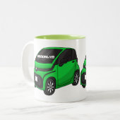 Niedliches grünes Kleinwagen Zweifarbige Tasse (Vorderseite Links)