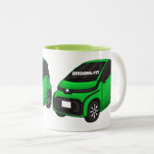 Niedliches grünes Kleinwagen Zweifarbige Tasse (VorderseiteRechts)