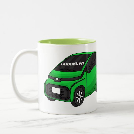 Niedliches grünes Kleinwagen Zweifarbige Tasse (Links)