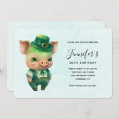 Niedliches Grünes Märchen Schwein in Extravaganter Einladung (Vorne/Hinten)