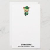 Niedliches grünes Märchenschwein in Extravaganter Briefpapier (Vorne/Hinten)