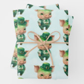 Niedliches grünes Märchenschwein in Extravaganter Geschenkpapier Set (Beispiel)