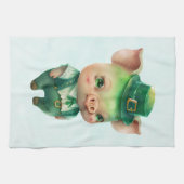 Niedliches grünes Märchenschwein in Extravaganter Geschirrtuch (Horizontal)