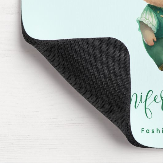 Niedliches grünes Märchenschwein in Extravaganter Mousepad (Ecke)