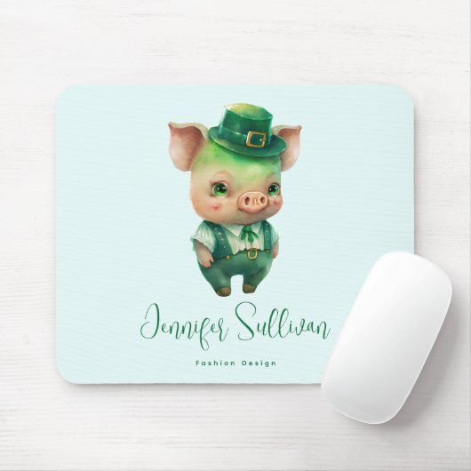Niedliches grünes Märchenschwein in Extravaganter Mousepad (Mit Mouse)