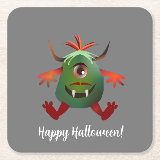 Niedliches grünes Monster Paper Untersetzer (Vorderseite)