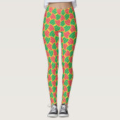 Niedliches grünes Retro-Yoga Frauen - Helle Leggin Leggings (Vorderseite)