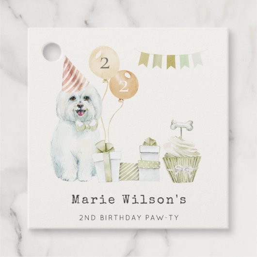 Niedliches grünes Rost Party Welpe Hund jedes Alte Geschenkanhänger (Vorderseite)