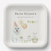 Niedliches grünes Rost Party Welpe Hund jedes Alte Pappteller (Vorderseite)