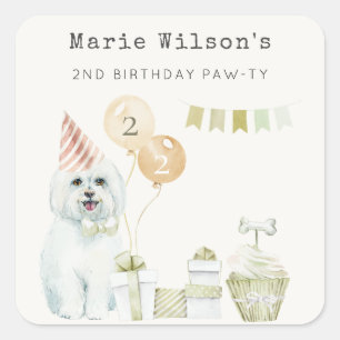 Niedliches grünes Rost Party Welpe Hund jedes Alte Quadratischer Aufkleber