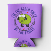 Niedliches grünes Schaf der Familie, Vegan Dosenkühler (Vorderseite)