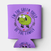 Niedliches grünes Schaf der Familie, Vegan Dosenkühler (Rückseite)