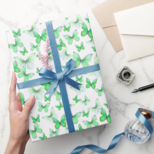 Niedliches grünes Schmetterlingsmuster Geschenkpapier