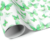 Niedliches grünes Schmetterlingsmuster Geschenkpapier (Rolleneckpunkt)