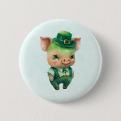 Niedliches grünes St. Patrick's Day Pig Button (Vorderseite)