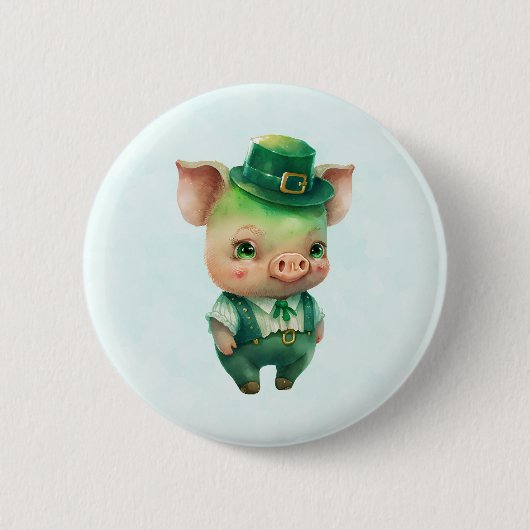 Niedliches grünes St. Patrick's Day Pig Button (Vorderseite)