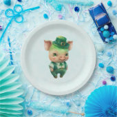 Niedliches grünes St. Patrick's Day Pig Pappteller (Party)