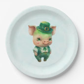 Niedliches grünes St. Patrick's Day Pig Pappteller (Vorderseite)