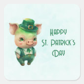 Niedliches grünes St. Patrick's Day Pig Quadratischer Aufkleber (Vorderseite)