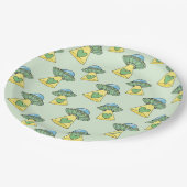 Niedliches grünes UFO-Muster Pappteller (Schrägansicht)
