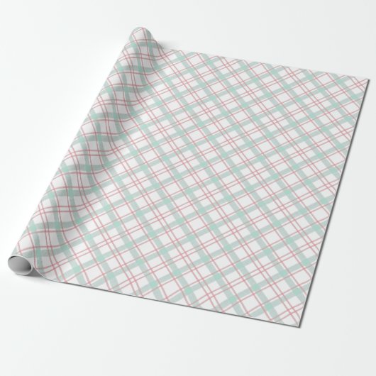 Niedliches grünes und rosa Tartan Kariertes Umschl Geschenkpapier (Ungerollt)