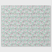 Niedliches grünes Valentinstag Katzenwackelpapier Geschenkpapier (Flach)