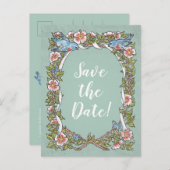 Niedliches Grünes Vogelflorenland Rustikales Rett Ankündigungspostkarte (Vorne/Hinten)